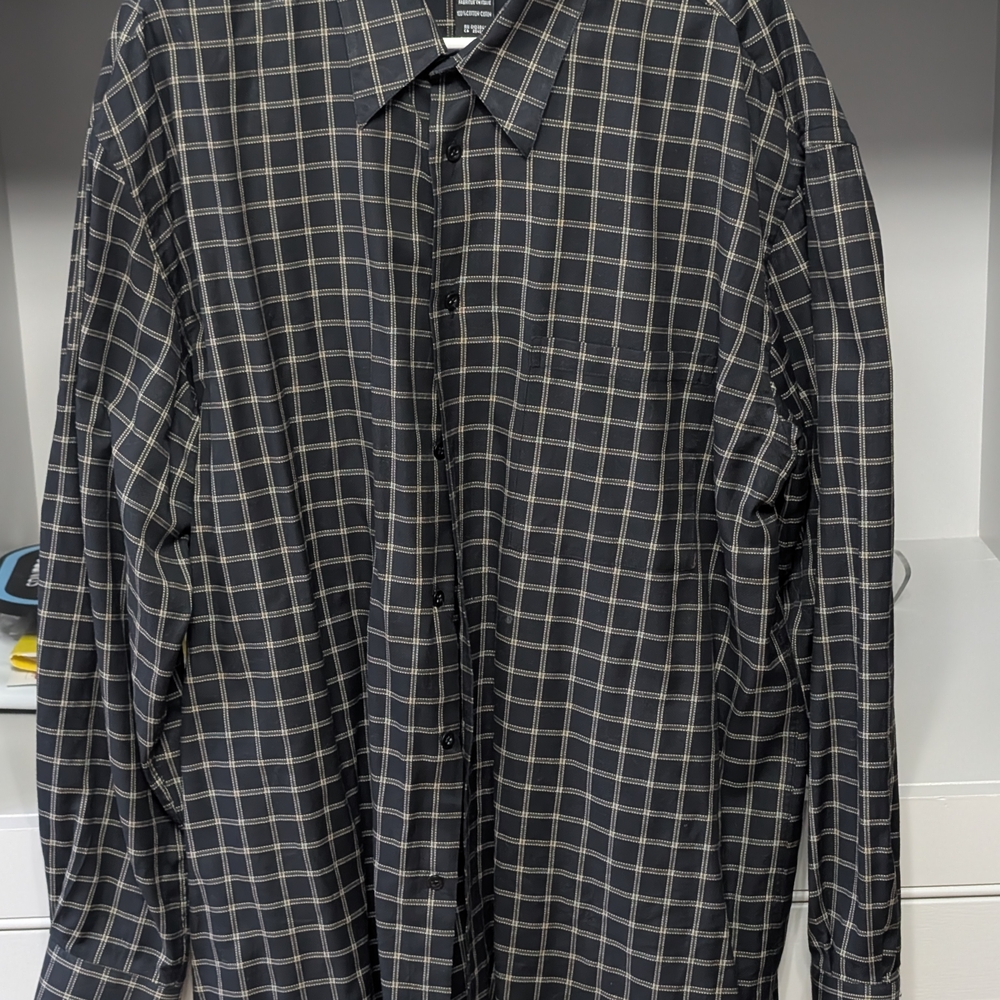 Toscano Navy Plaid Shirt XXL